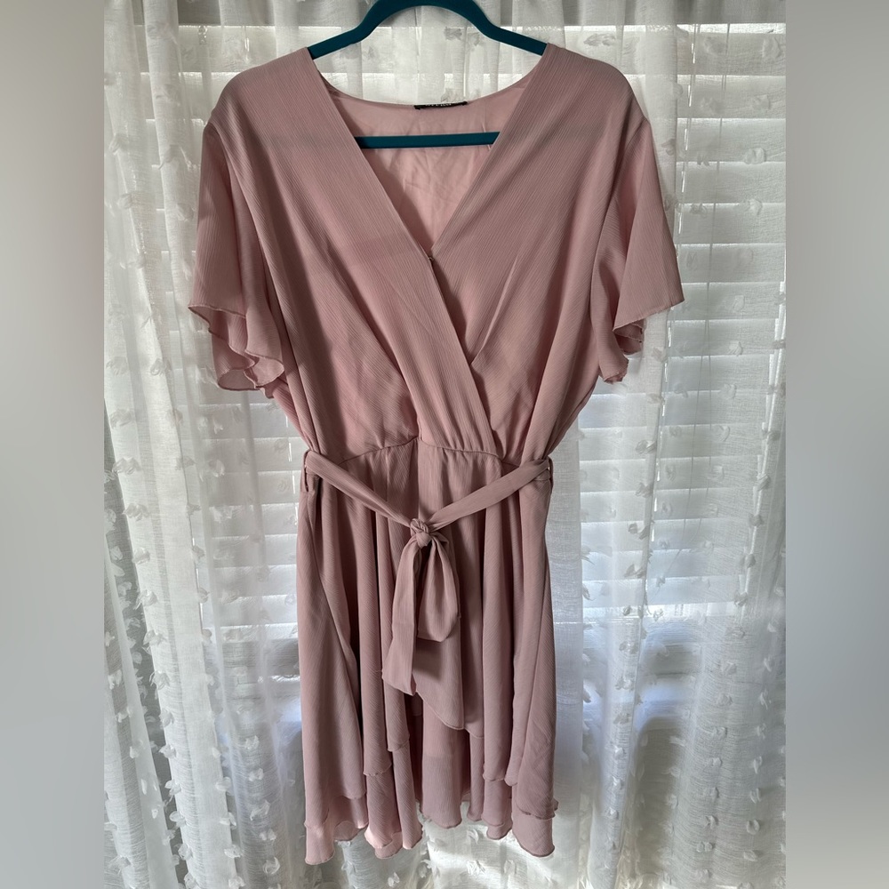 Mauve/Dusty Rose, Faux Wrap Dress, Size Xl